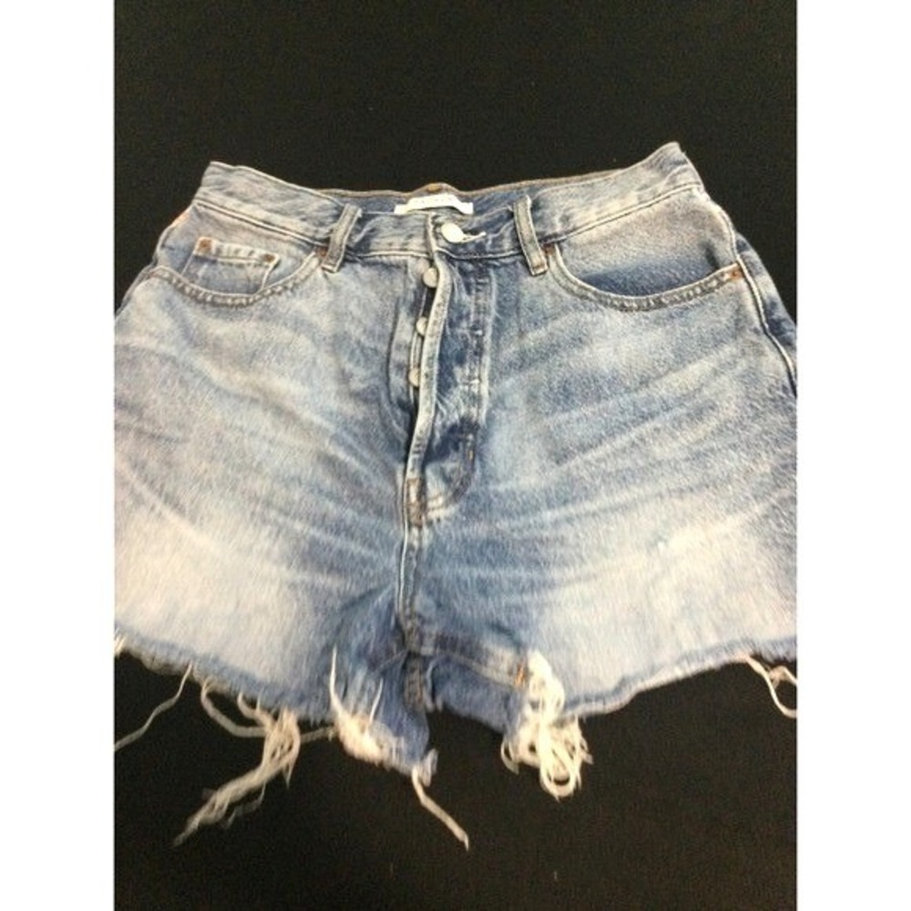 Pacsun Ultra High Rise Vintage Denim Shorts Size 29 Button‎ Fly Frayed Hem
